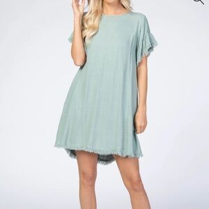 Umbee Mint Green Frayed Trim Back Keyhole Linen 1XL